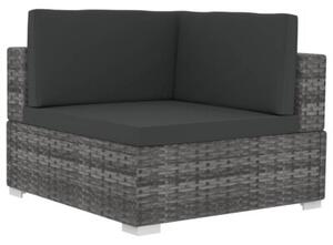 Sofa 4-częściowa do ogrodu, z poduszkami, polirattan, szara