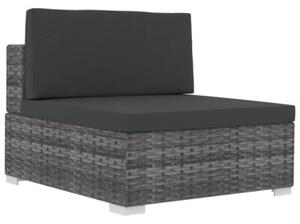 Sofa 4-częściowa do ogrodu, z poduszkami, polirattan, szara