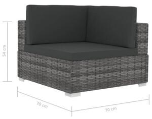Sofa 4-częściowa do ogrodu, z poduszkami, polirattan, szara