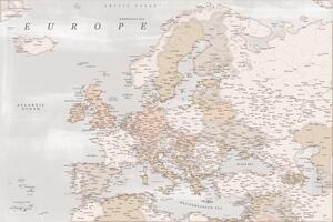 Mapa Detailed map of Europe in rustic style, Blursbyai