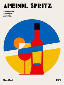 Ilustracja Aperol Spritz Cocktail Bauhaus Art Print, Retrodrome