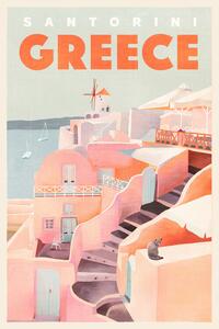 Ilustracja Travel Poster Santorini Jewel, The Whiskey Ginger