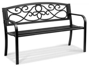Ławka ogrodowa metalowa 127 cm - Ławka parkowa o udźwigu 250 kg - 3 osobowa z oparciem i podłokietnikami - Ławka ogrodowa Vintage do ogrodu, parku, na podwórko, werandę