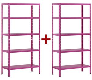 Regał półkowy 1+1 GRATIS, 1800x900x400 mmmm, 5 półek, nośność półki 70 kg, fioletowy
