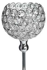 Elegancki świecznik na nóżce metalowy kryształowy na tealight srebrny Esternay Beliani
