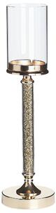 Elegancki wysoki świecznik na nóżce metalowy szklany klosz złoty Abbeville Beliani