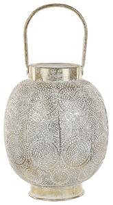 Boho lampion złoty metalowy 30 cm szklany wkład orientalna dekoracja ażur Lantau Beliani