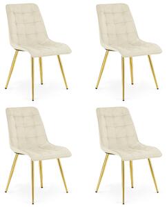 Krzesło velvet SPLIT jasnobeżowe złote nogi glamour do salonu x4
