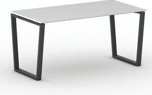Biurko PRIMO IMPRESS, 160x80 cm, czarna podstawa, biały