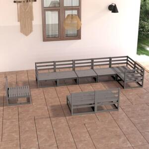 Zestaw 9-cz. mebli wypoczynkowych do ogrodu, szary, sosnowy