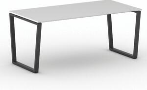 Biurko PRIMO IMPRESS, 180x90 cm, czarna podstawa, biały
