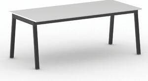 Stół konferencyjny do biura PRIMO BASIC, 200x90 cm, czarna podstawa, biały