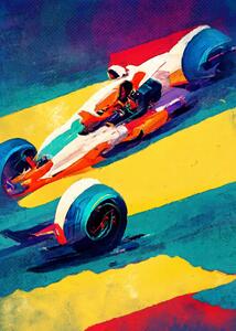 Ilustracja Formula 1 yellow purple, Justyna Jaszke