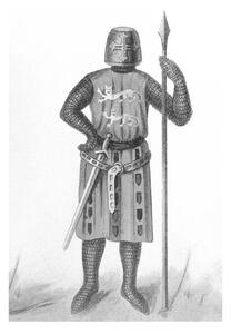 Ilustracja Old illustration of Knight of the 13th century, mikroman6