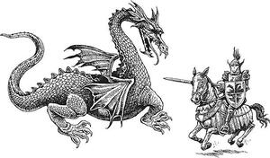 Ilustracja Knight and Dragon - Medieval, KeithBishop