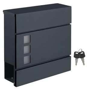 Skrzynka pocztowa z tubą na gazety MAIL, 37x10,5x33,5cm, antracytowa SongmicsHome