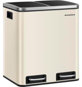 Kosz do segregacji odpadów SORT 30l (2×15l), beżowy/srebrny/czarny SongmicsHome