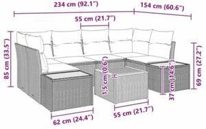 Zestaw Mebli Ogrodowych Komplet Wypoczynkowy Narożny Z Poduszkami 6-Częściowy Czarny Rattan Na Taras Balkon Ogród