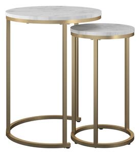 Okrągłe stoliki w biało-złotym kolorze w dekorze marmuru zestaw 2 szt. ø 45 cm Amelia – CosmoLiving by Cosmopolitan