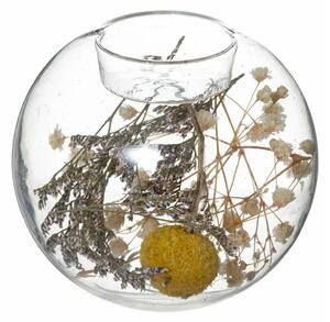 Świecznik szklany z suszonymi kwiatami Scenta