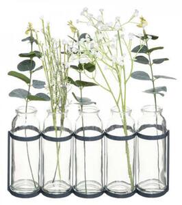Zestaw 5 wazonów dekoracyjnych na metalowym stojaku PETALORA