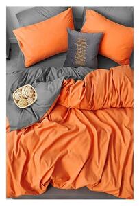 Pomarańczowo-szara bawełniana pościel dwuosobowa z prześcieradłem (4-częściowa) 200x220 cm – Mila Home