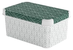 Biały/zielony plastikowy pojemnik z pokrywką 29,5x19,5x13,5 cm S – Curver