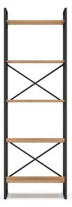 Czarno-naturalny regał w dekorze dębu 58x175 cm Dusan – Marckeric