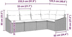 Zestaw Mebli Ogrodowych Komplet Wypoczynkowy Z Poduszkami 5-Częściowy Beżowy Rattan Na Taras Balkon Ogród