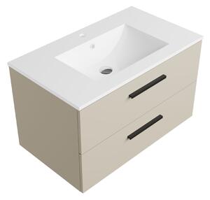 Szafka łazienkowa kaszmir podwieszana 80 cm z białą umywalką Sink Quality Gaia 80