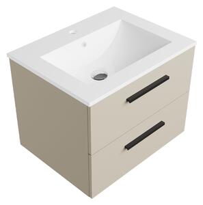 Szafka łazienkowa kaszmir 60 cm z białą umywalką Sink Quality Gaia 60