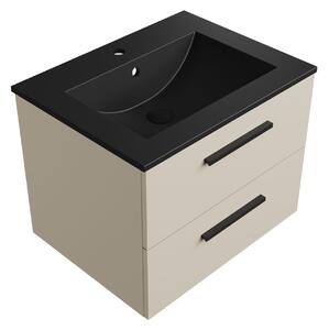 Szafka łazienkowa kaszmir 60 cm z czarną umywalką Sink Quality Gaia 60