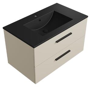 Szafka łazienkowa kaszmir 80 cm z czarną umywalką Sink Quality Gaia 80