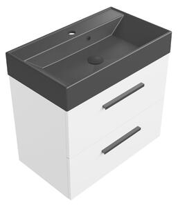 Szafka łazienkowa biała 60 cm z czarną umywalką Sink Quality Aura 60