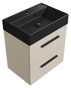 Szafka łazienkowa kaszmir 50 cm z czarną umywalką Sink Quality Aura 50
