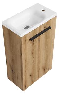 Szafka łazienkowa dąb 40 cm z białą umywalką Splita Sink Quality Irys