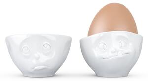 Komplet 2 białych porcelanowych nadąsanych kieliszków do jajek 58products Oh Please, 100 ml