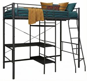 Czarne metalowe łóżko z regałem 90x200 cm H4-K63