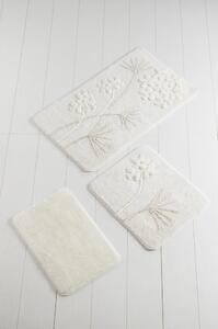 Zestaw 3 białych dywaników łazienkowych Flowers