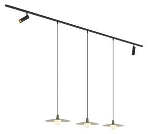 Nowoczesny system szynowy czarny z 2 reflektorami i 3 lampami wiszącymi zielonymi 1-fazowy - Slimline Uzzy Panzi