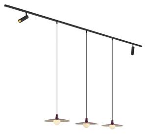 Nowoczesny system szynowy czarny z 2 reflektorami i 3 lampami wiszącymi fioletowymi 1-fazowy - Slimline Uzzy Panzi