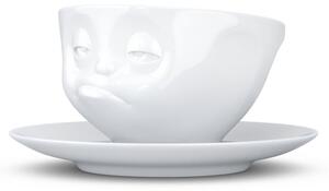 Biała porcelanowa nadąsana filiżanka ze spodkiem 58products
