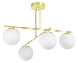 LAMPA SUFITOWA WISZĄCA ŻYRANDOL NOWOCZESNA ZŁOTO KLASYCZNE BIAŁE KULE LEDO 4