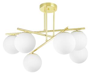 LAMPA SUFITOWA WISZĄCA ŻYRANDOL NOWOCZESNA ZŁOTO KLASYCZNE BIAŁE KULE LEDO 6