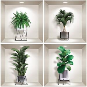 Komplet 4 naklejek ściennych 3D Ambiance Indoor Plants
