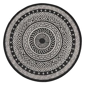 Czarno-szary dywan odpowiedni na zewnątrz Ragami Round, ø 120 cm