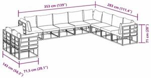 Zestaw Mebli Ogrodowych Komplet Wypoczynkowy Z Poduszkami 10-Częściowy Czarny Aluminium Na Taras Balkon Ogród