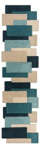 Niebieski/beżowy wełniany chodnik 60x230 cm Abstract Collage – Flair Rugs