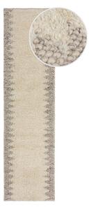 Kremowy chodnik z mieszanki wełny tkany ręcznie 60x230 cm Minerals Border – Flair Rugs