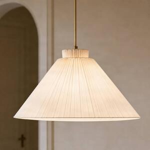 Lampa wisząca Lisbeth Lucande, możliwość ściemniania, biały / opal, salon / jadalnia, tkanina / materiał / jedwab, dworkowy / rustykalny